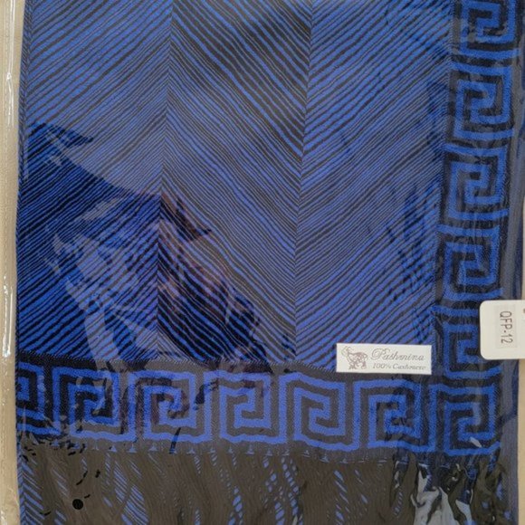 Greek Key Pashmina 100% Cashmere Women NEW - Picture 7 of 13
